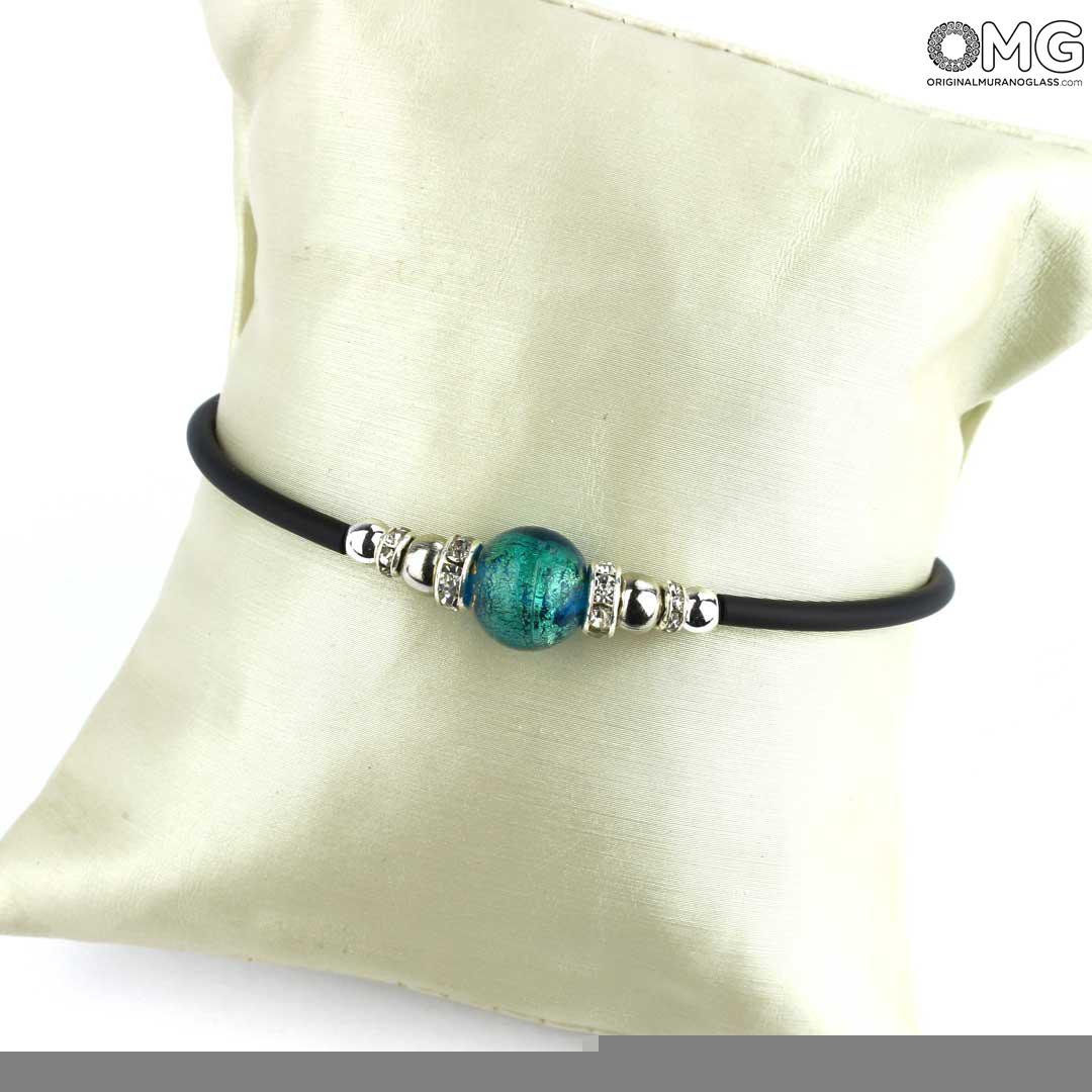 3713 ORIGINALMURANOGLASS Браслет Зелёная Жемчужина - с серебром - муранское стекло OMG 18 см  - Вид №1