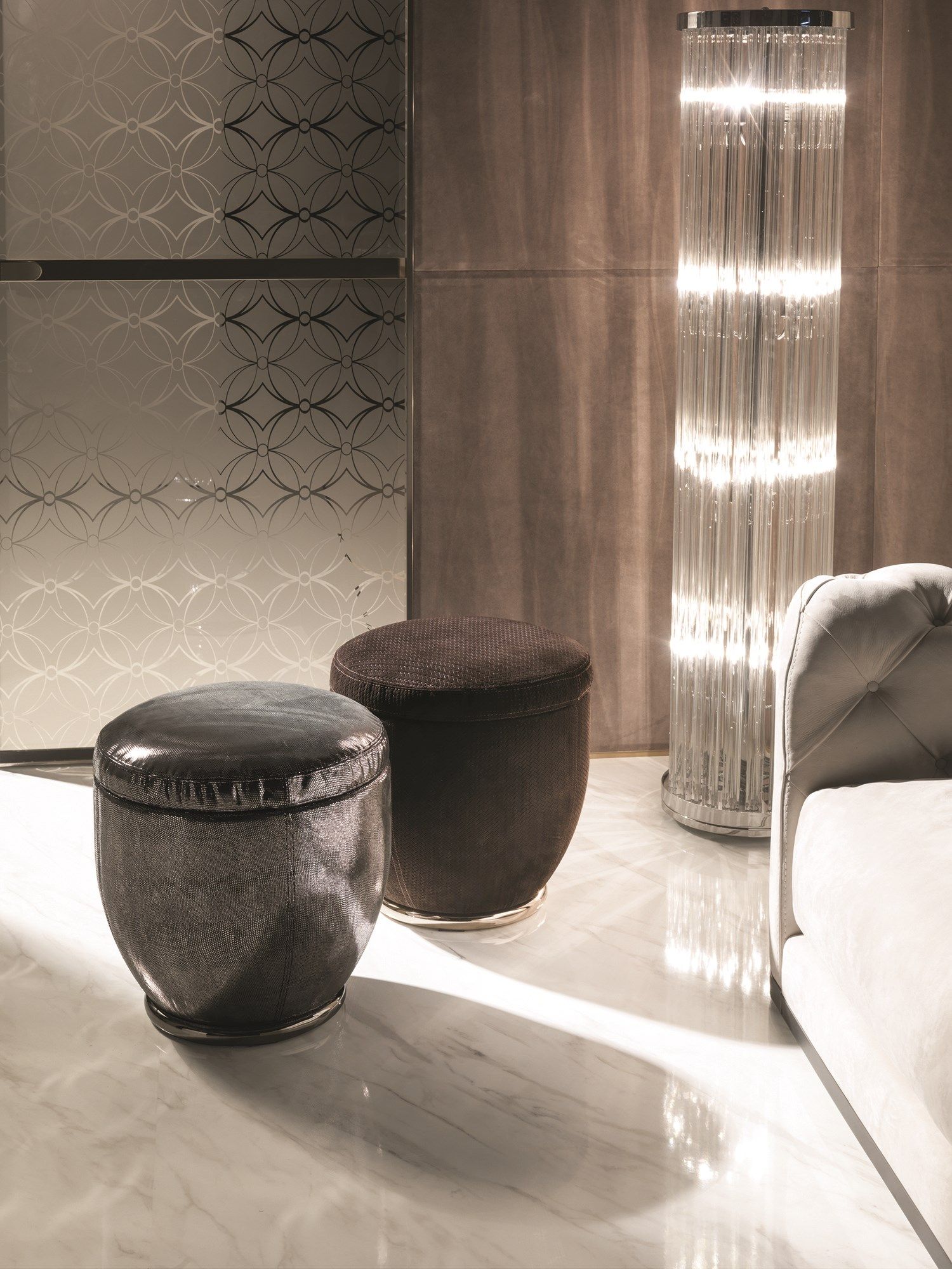 Круглый кожаный пуф Longhi Loveluxe ARCH-00136300 - Вид №1