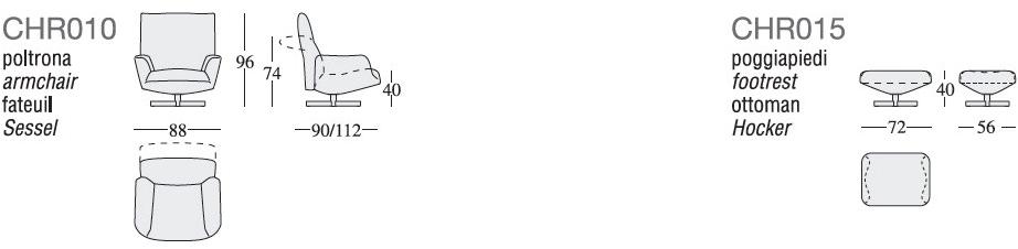 edra Поворотное кожаное кресло с подлокотниками  Chr010  - Вид №16