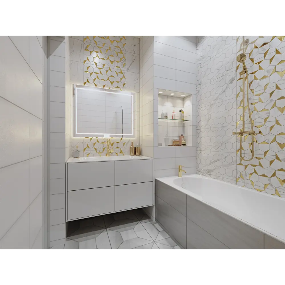 Керамогранит Tone 15х60 см 1.36 м² цвет белый матовый BELANI STLM-2010528 - Вид №7