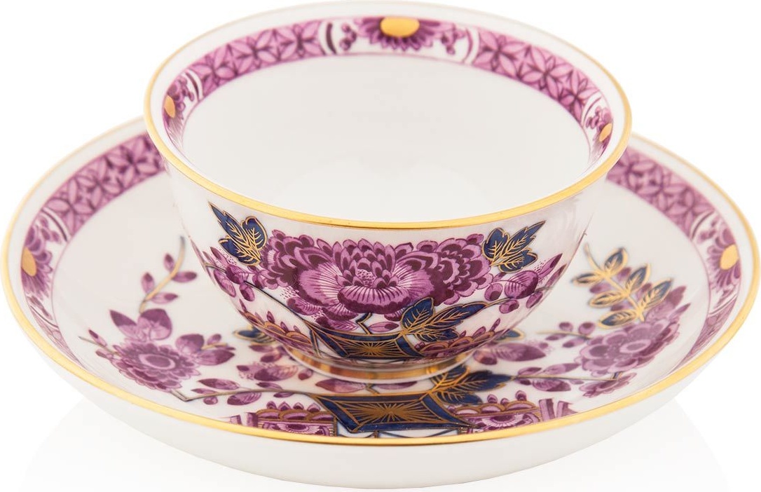 97288 Meissen Пиала с блюдцем 60мл "Индийские цветы" (пурпурная) Фарфор 
