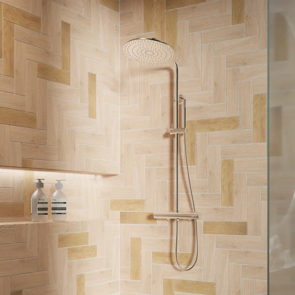 Керамическая мозаика ARTENS Living под паркет в бежевых тонах 82661990 Chevron STLM-0033169