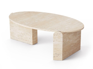 Травертин овальный низкий журнальный столик