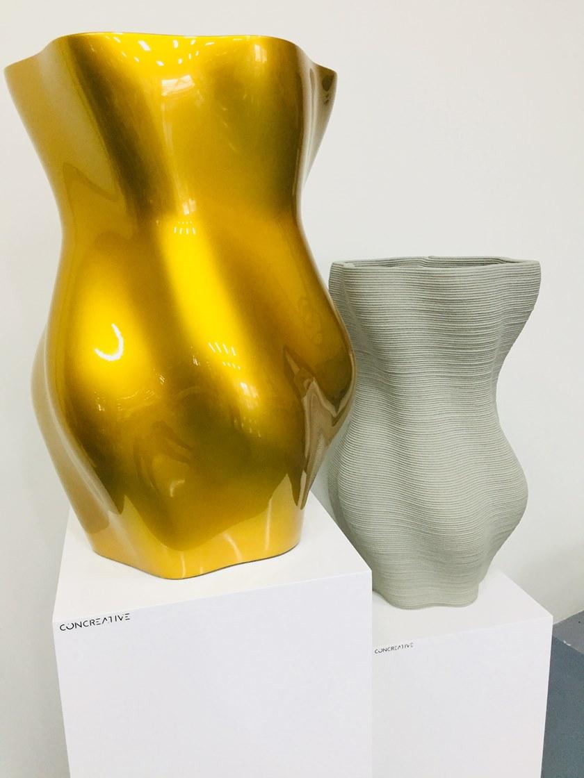 Concreative Высокий садовый горшок из бетона с 3d принтом  1903-049  - Вид №2