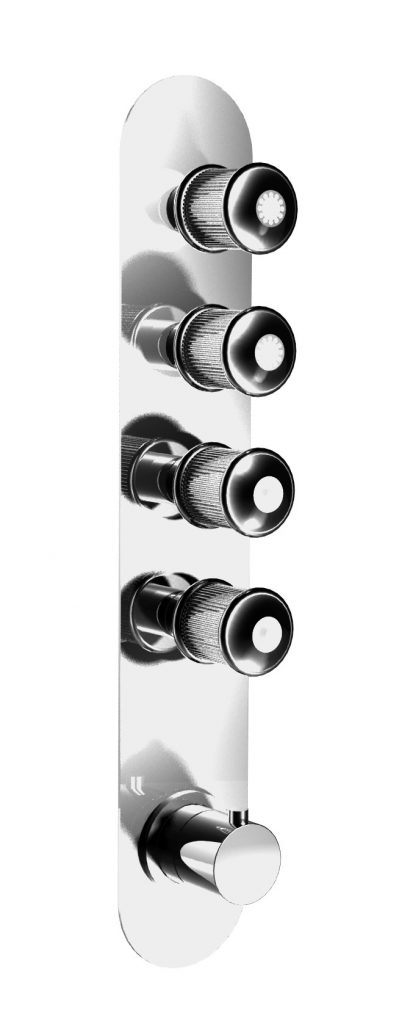 06542/4-65542/4 Встроенный термостатический смеситель с 4 кранами открытия / закрытия на одной пластине (4 выхода). Bongio Royale80 