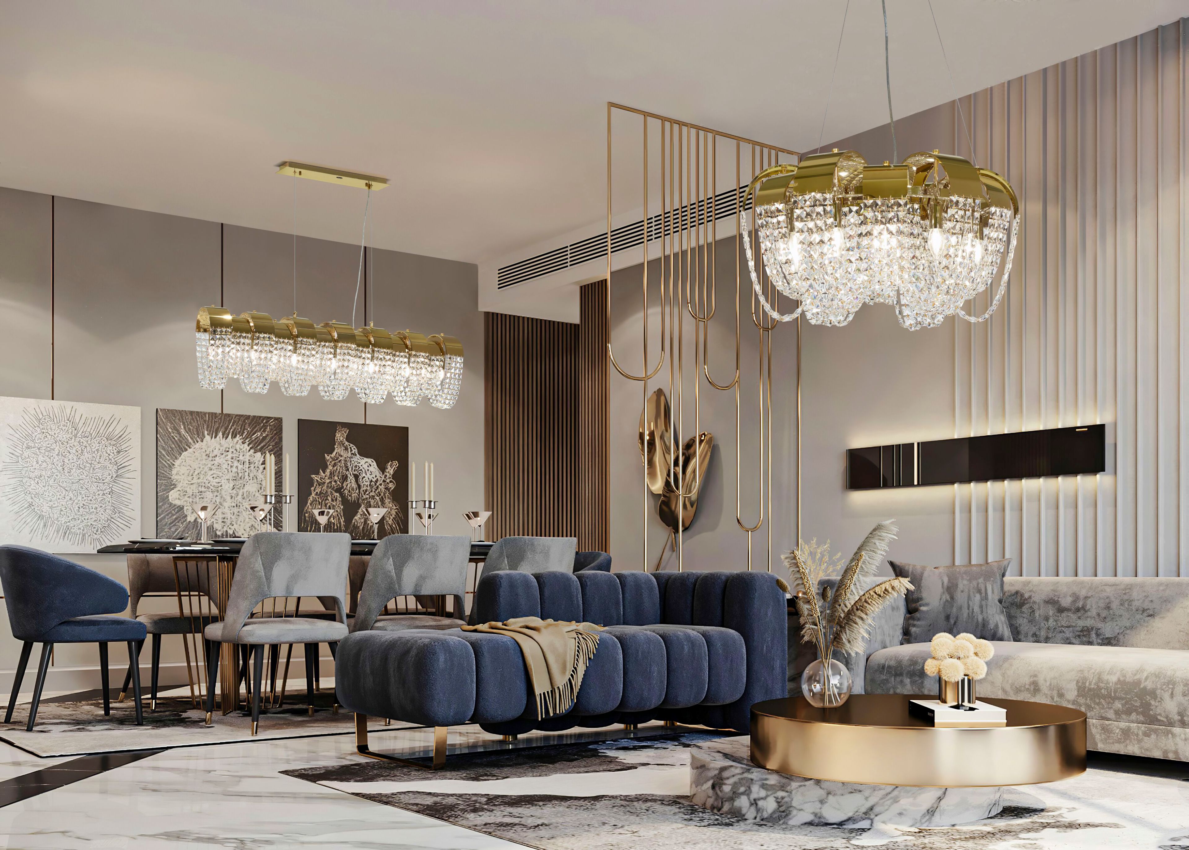 Подвесной светильник из нержавеющей стали с кристаллами K-Lighting Belisama ARCH-00055838 - Вид №1