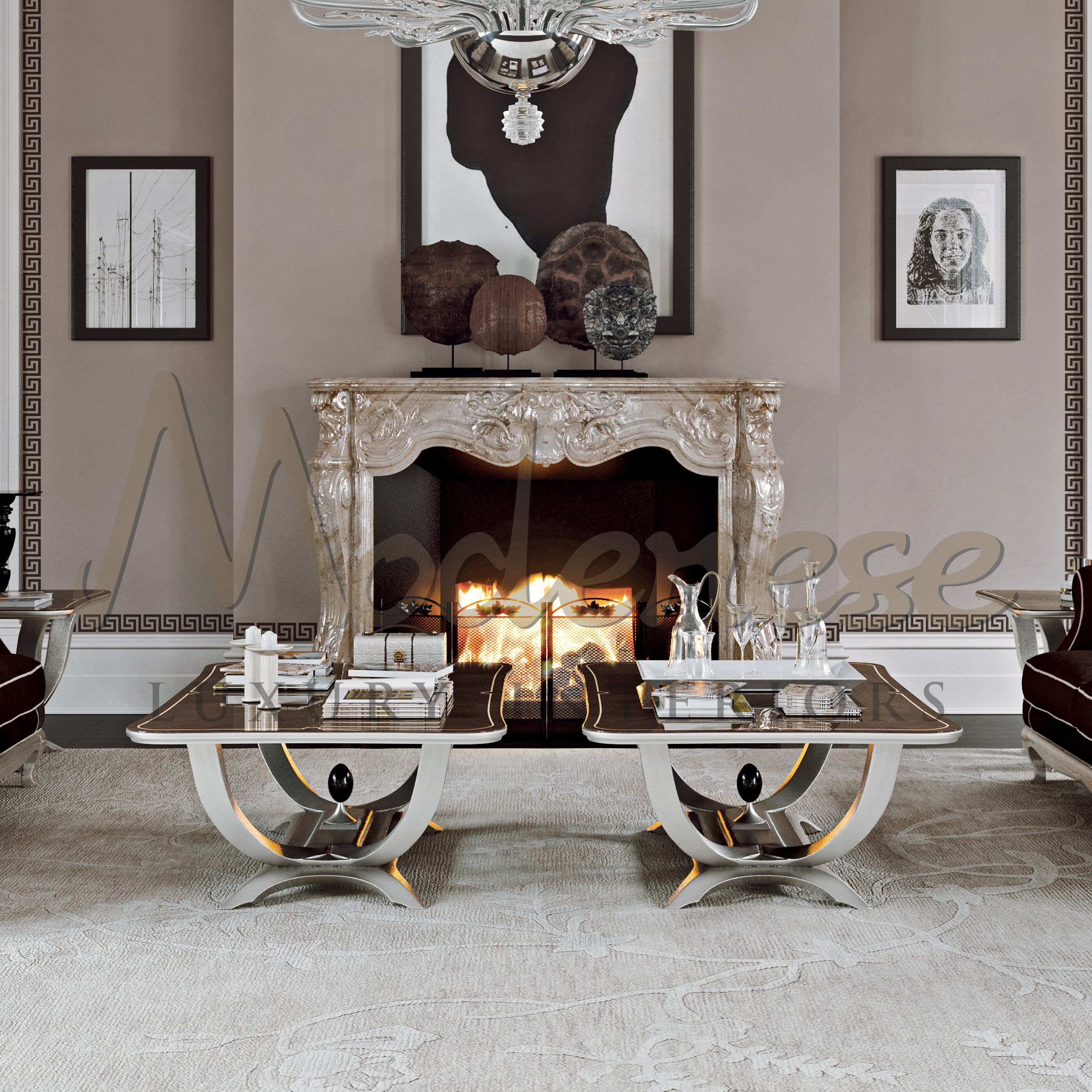 Деревянный прямоугольный журнальный столик Modenese Luxury Interiors CURVATURA ARCH-00028849 - Вид №3