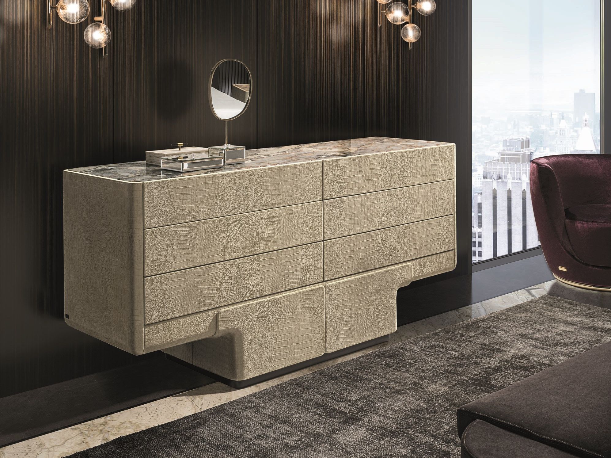 Кожаный комод Longhi Loveluxe 2020-Sartoria collection ARCH-00022949