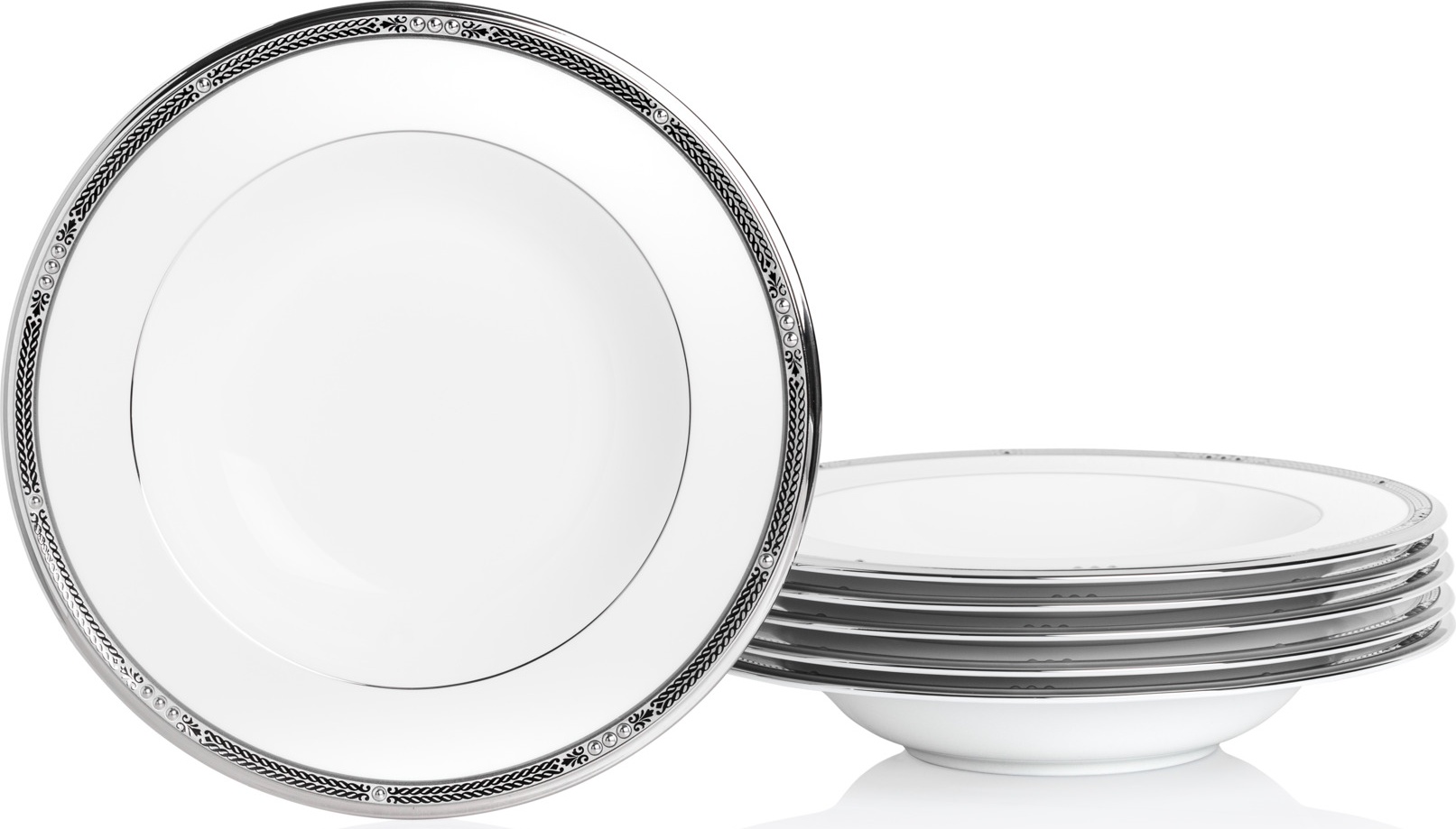 10654839 Noritake Набор тарелок суповых Noritake "Чатлайн, платиновый кант" 22см, 6 шт Фарфор костяной 