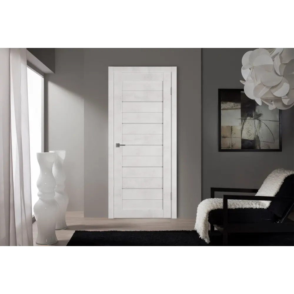 Дверь межкомнатная со стеклом Альфа 5 70x200 см ПВХ цвет лофт крем с замком и петлями VFD STLM-2068217 - Вид №6