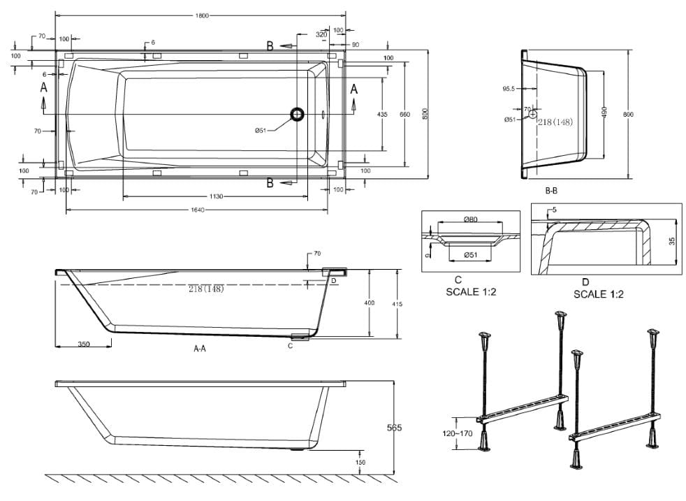 Прямоугольная ванна CROSSWATER KAI S ARCH-00120114 - Вид №1