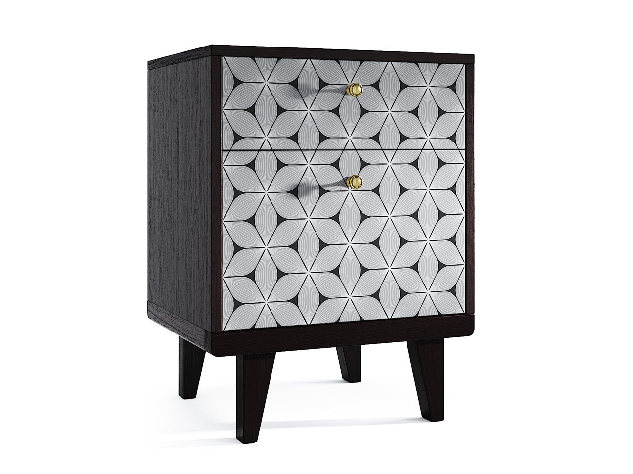 Тумбочка прикроватная венге с рисунком Thimon THE IDEA  210286 Белый;венге;черный  - Вид №1