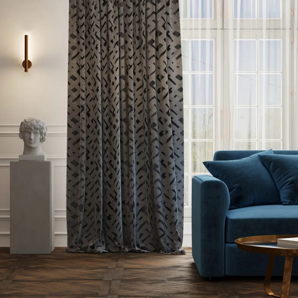 Штора на ленте Inspire Ente 160x280 см цвет серо-золотой 83562145 STLM-2087045 