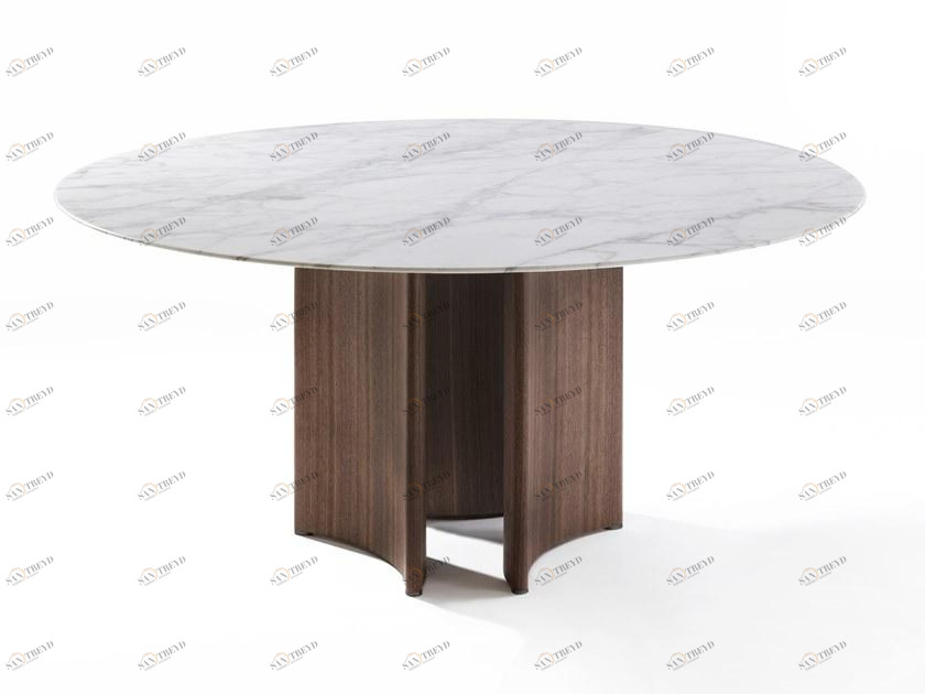 Porada Круглый стол из мрамора калакатта и основание из ореха каналетта Twenty sun-id-1376389