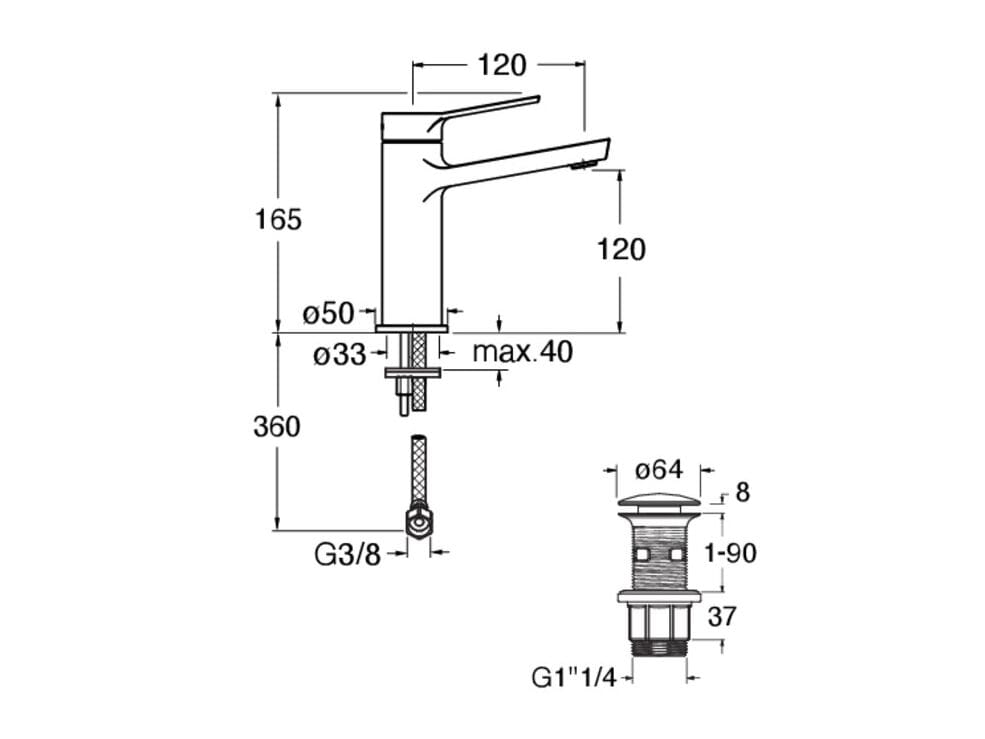 Однорычажный смеситель для раковины без слива CRISTINA Rubinetterie Elevation ARCH-00026917 - Вид №1