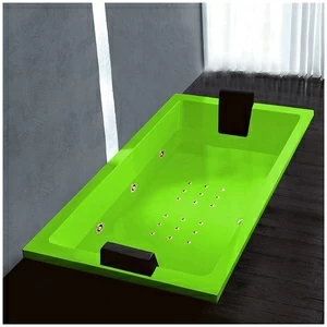 Ванна Gruppo treesse Quadra 181 ATC-V071Q-DX-SZ салатовая с золотой фурнитурой и гидромассажем и аэромассажем прямоугольная встроенная правая