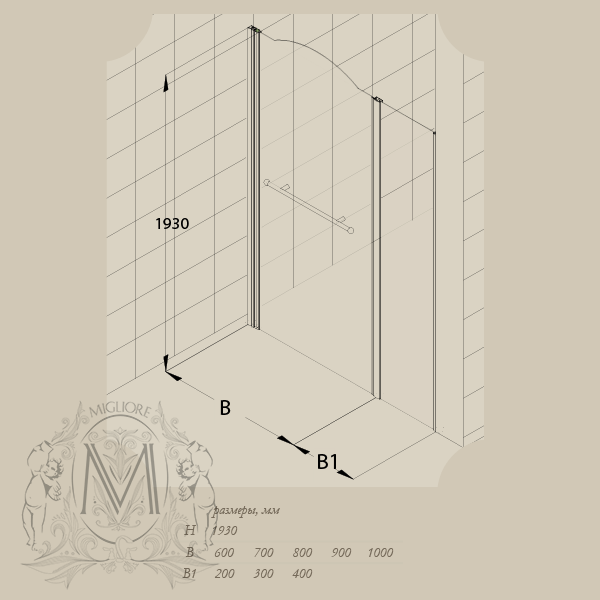 Душевая дверь MIGLIORE Diadema ML.DDM-22.581/582.TR ML.DDM-22.581.TR.CR - Вид №4