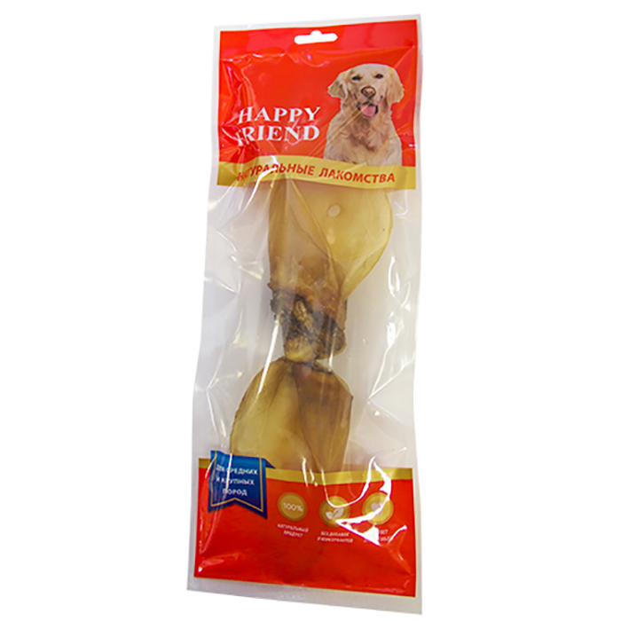 ПР0048362 Лакомство для собак Уши говяжьи HAPPY FRIEND 