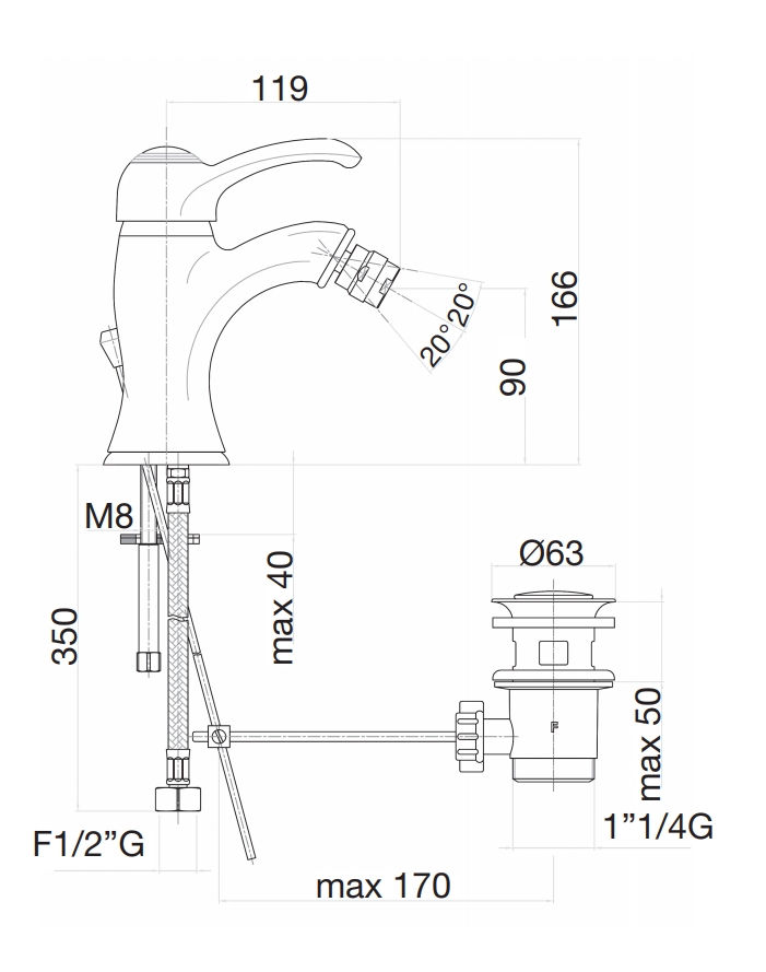 47CR5321 Смеситель на биде , хром Fiore JAFAR  - Вид №2