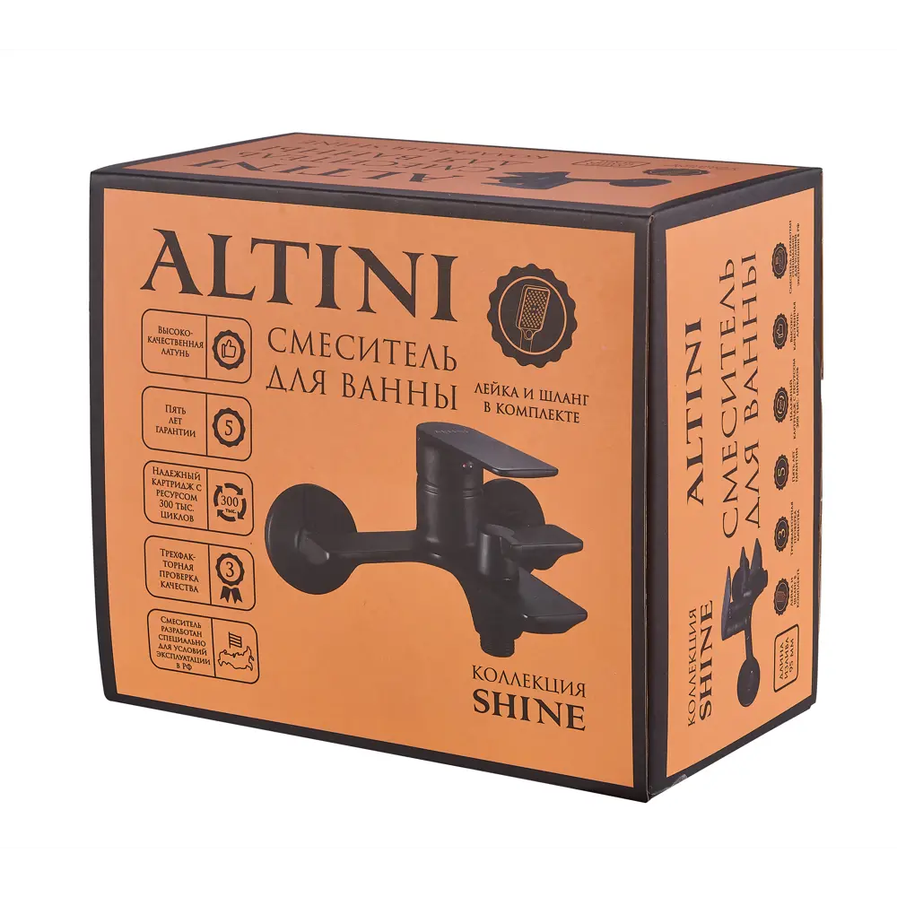 Смеситель для ванны ALTINI Shine черный матовый с лейкой 89396457 STLM-1566607 - Вид №5