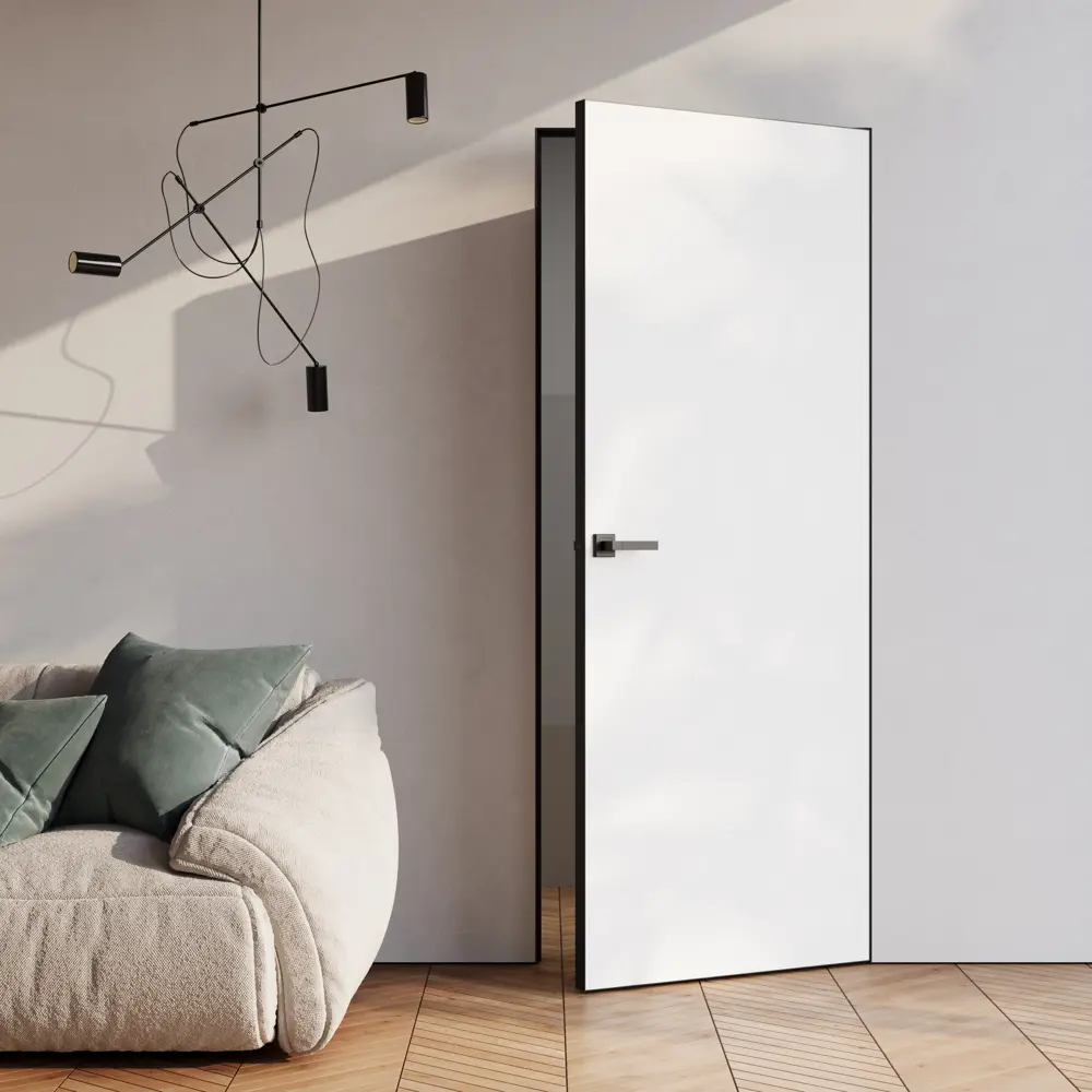 Дверь межкомнатная глухая Invisible 90x220 см грунт правая цвет белый/черный с замком 89397965 STLM-2100478 Santreyd  - Вид №7