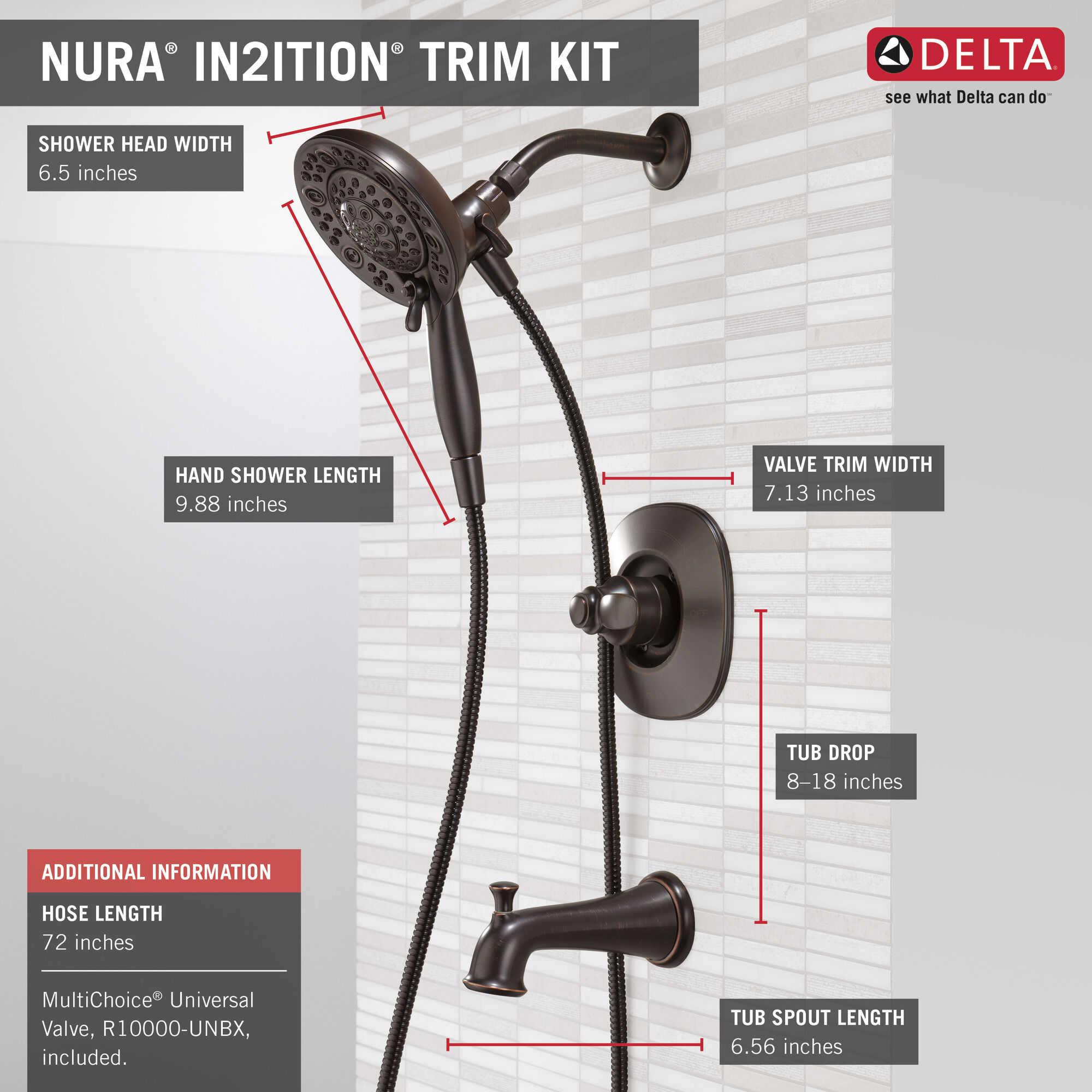 144710-RB-I20 Ванна и душ Monitor® серии 14 с In2ition® Delta Faucet Nura Венецианская бронза - Вид №7