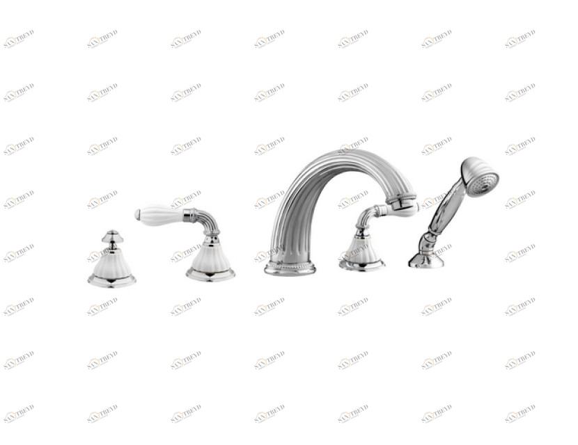 233516.0000.30 Набор для ванны на пять отверстий с фарфором Античная латунь Mestre Artica