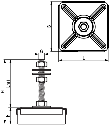 2800105000 VibraTek® MR-L 5000/M12 Rubber Levelling Mount rubber mount with M12 connection for equipment isolation and levelling walraven  - Вид №1