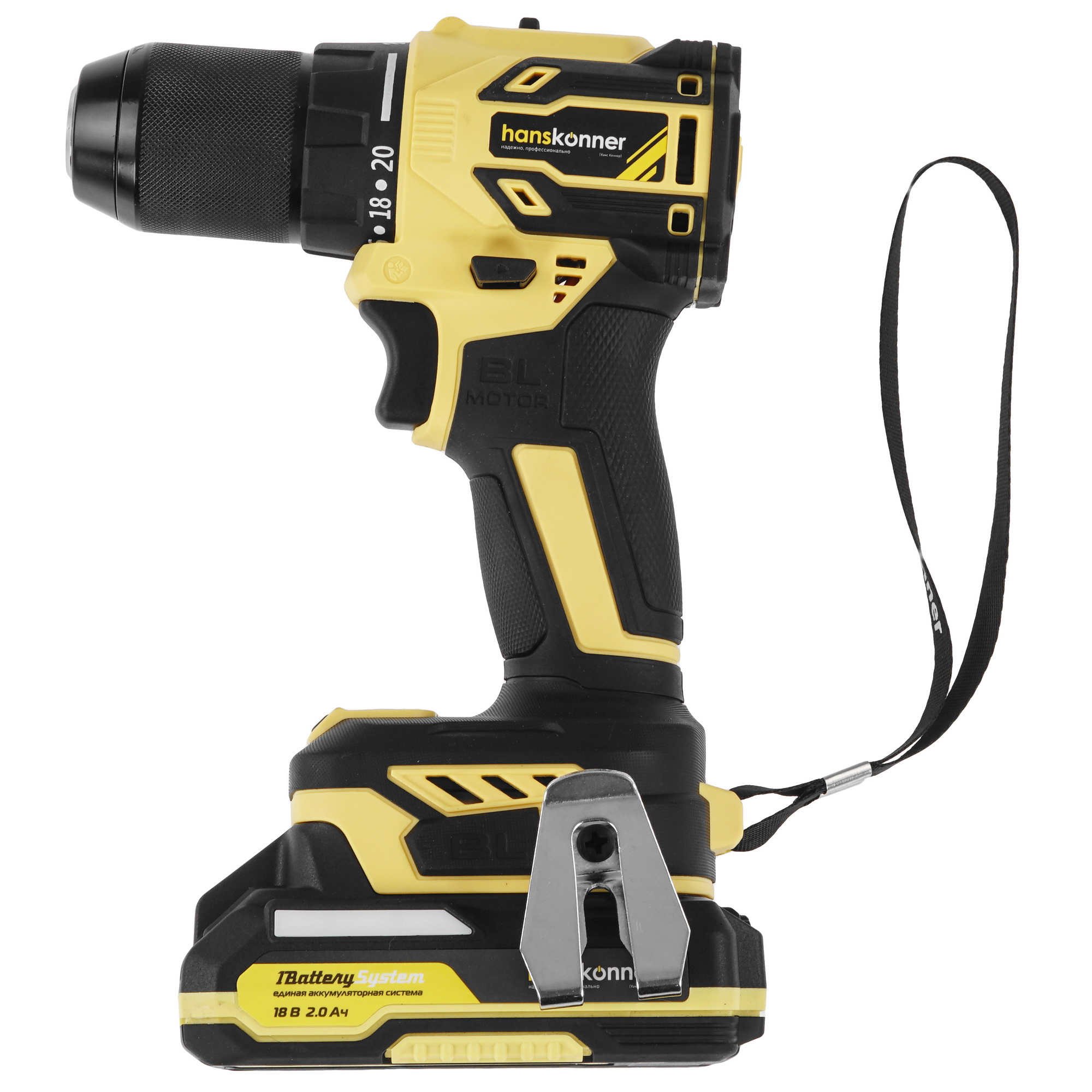 Дрель-шуруповерт Hanskonner HCD2065BLC 1BatterySystem 18V 5452208 STDN-0005435