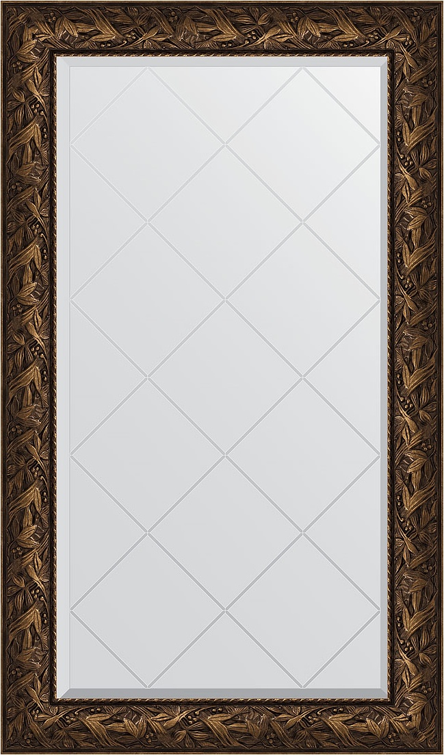 BY 4244 Зеркало с гравировкой в багетной раме - византия бронза 99 mm EVOFORM Exclusive-G