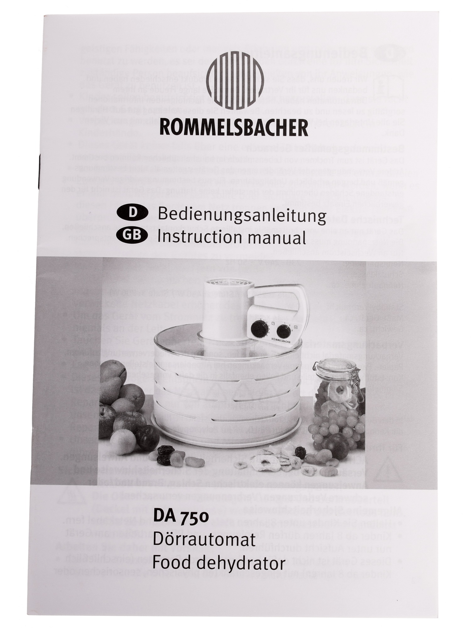 1019944 Сушилка для овощей и фруктов Rommelsbacher DA 750 белый STDN-0093076 - Вид №6
