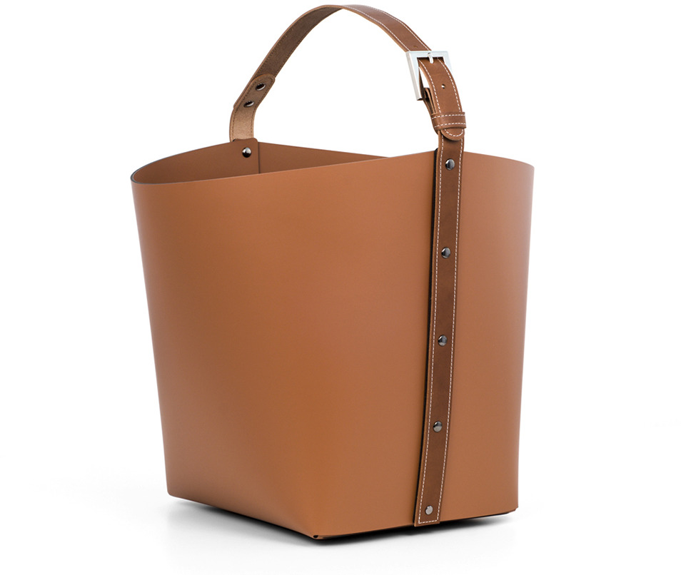 Корзина Ovo с ручкой - 40X44XH39 см / Тан / регенерированная кожа_beau-blue