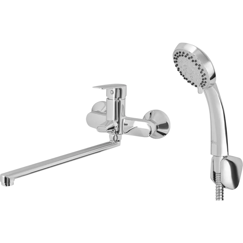 Смеситель для ванны Rossinka Silvermix LRS35-33 350 мм однорычажный универсальный с лейкой и шлангом цвет хром 89850198 STLM-2073620