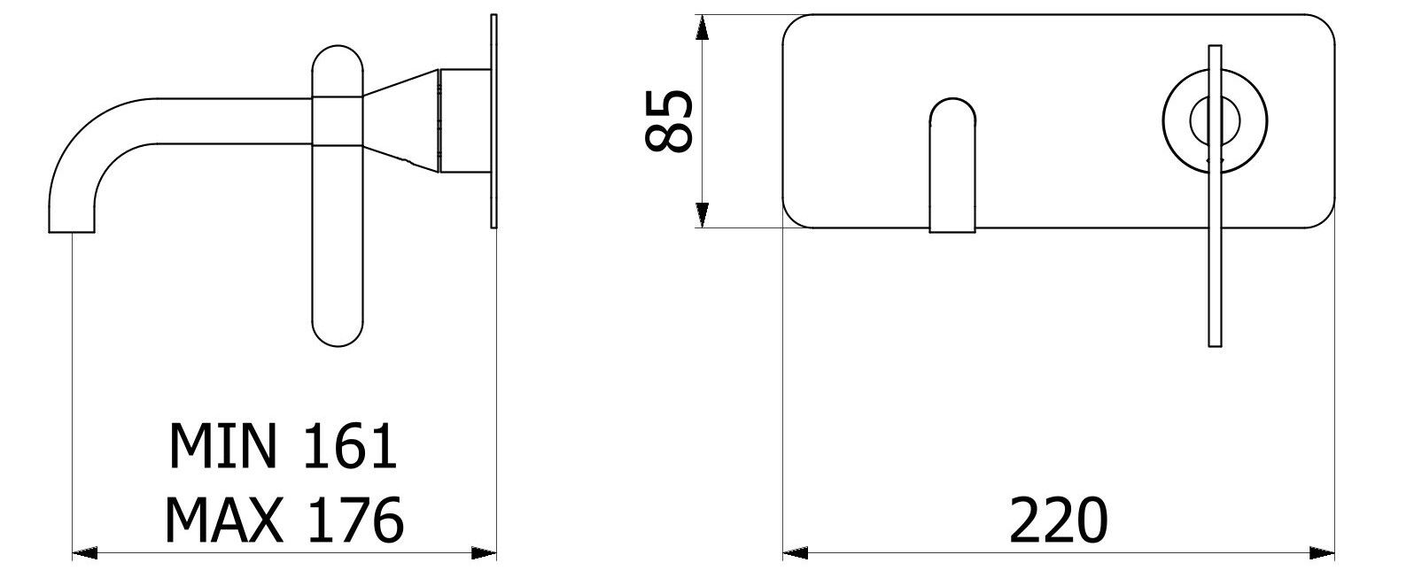 Настенный смеситель для раковины с автоматическим сливом IB Soho ARCH-00081708 - Вид №4