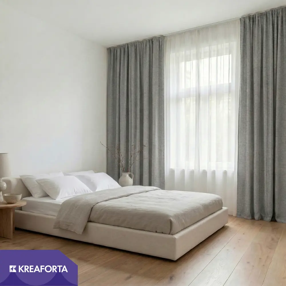 Штора на ленте со скрытыми петлями KREAFORTA Plaga 200x300 см цвет серый 89431709 STLM-2165368  - Вид №8