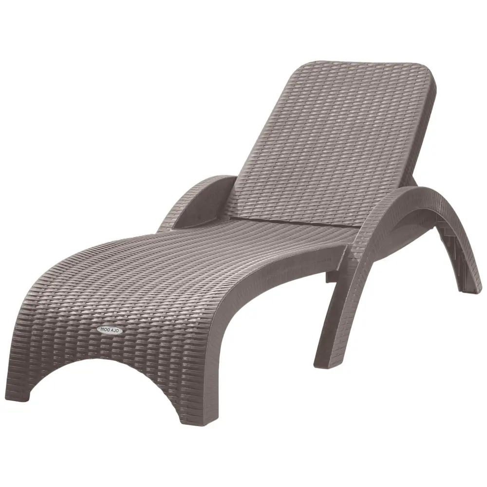 Шезлонг без подушки Rattan 187x44 см пластик серый Santreyd STLM-2071443 - Вид №1