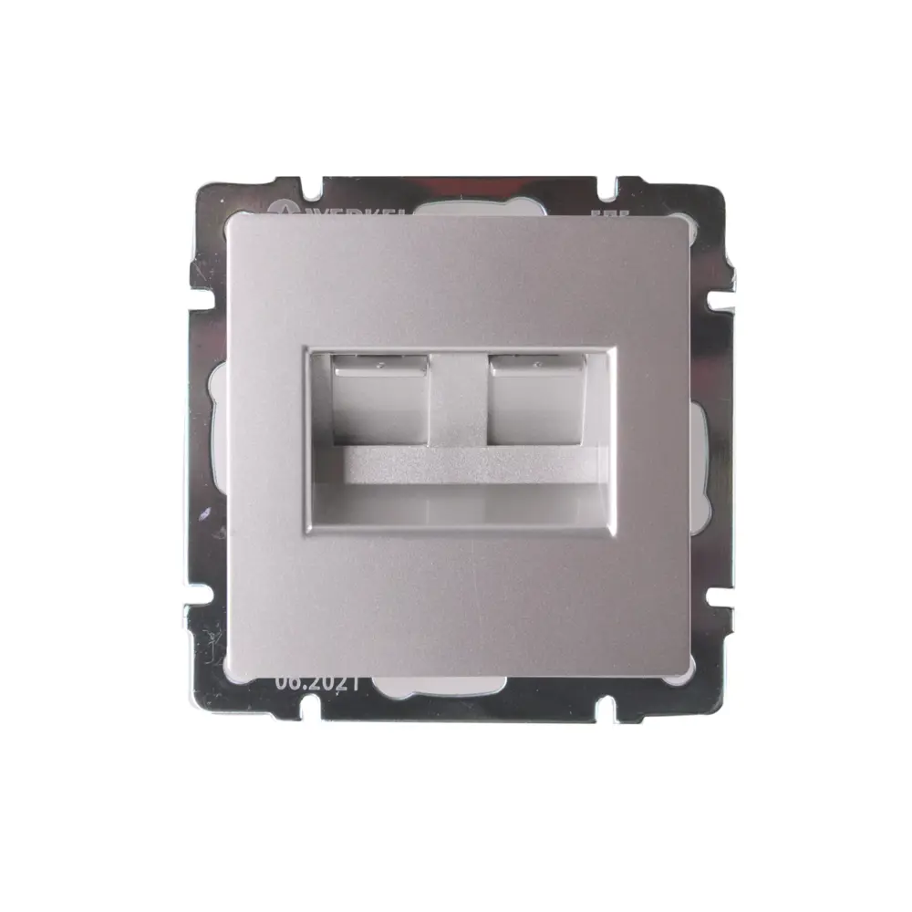 Розетка компьютерная двойная встраиваемая Werkel RJ45 цвет серебряный 84491714 STLM-2056798 Встраиваемые механизмы