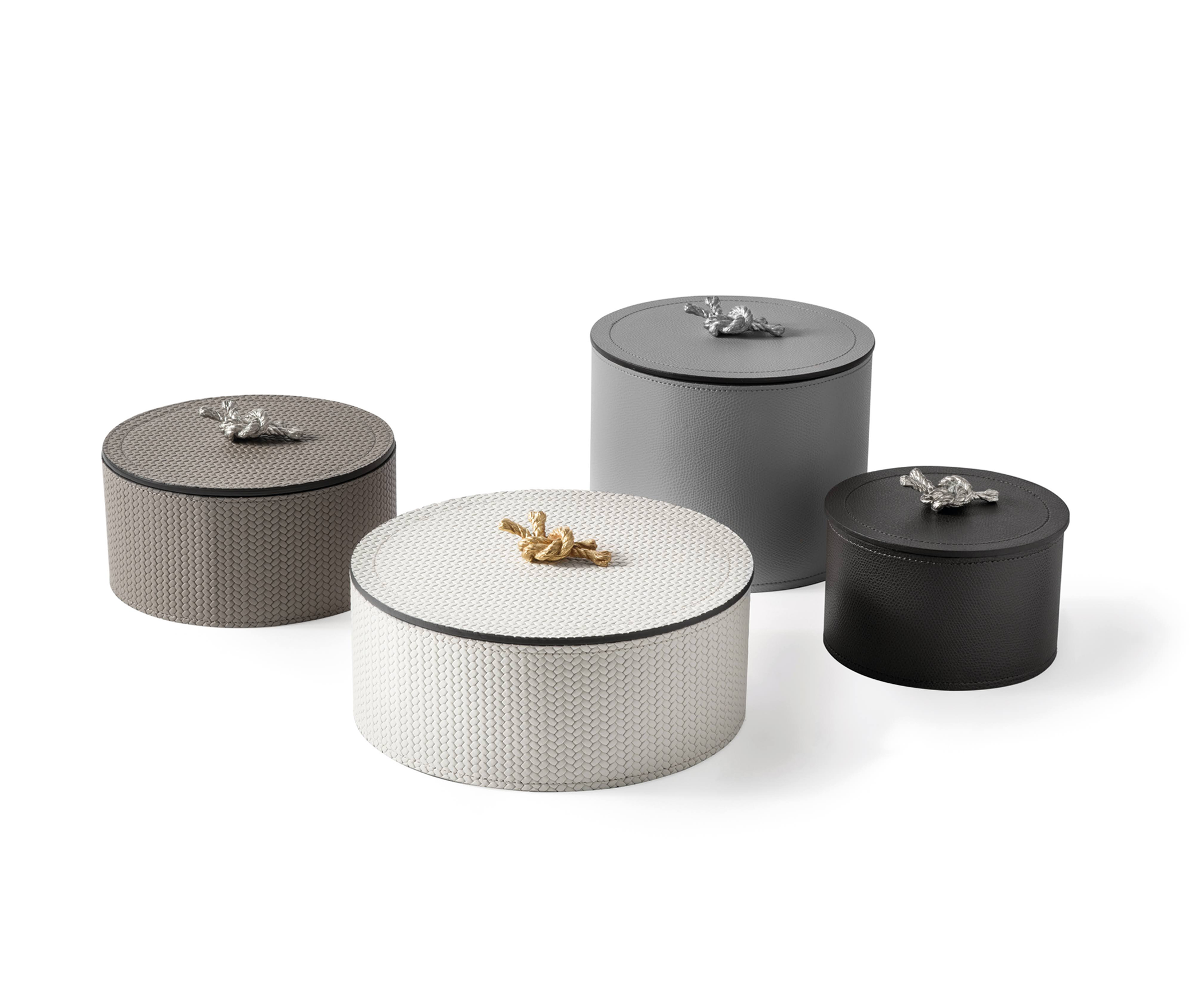 Круглая шкатулка Thalia - Ø 17XH8 см / металл-хром / ari-leather_taupe Pinetti 00.1124.037.048 - Вид №3