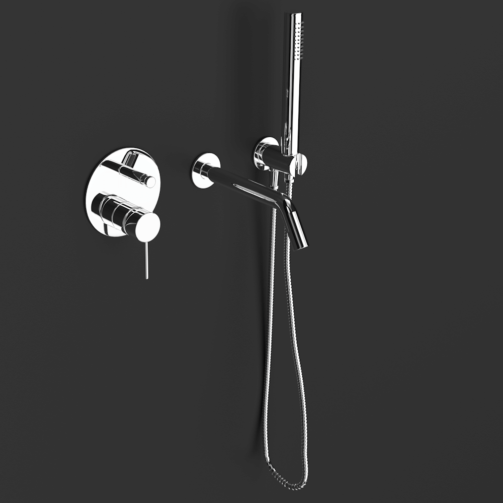 D419-B Однорычажный смеситель для ванны с ручным душем Duten  - Вид №1