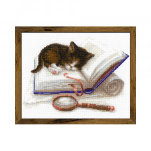 1725 Набор для вышивания Котенок на книжке 30 х 24 см RIOLIS Сотвори Сама