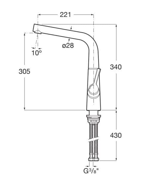 Смеситель для кухни из хромированной латуни с поворотным изливом Roca SYRA 5A832AC00 ARCH-00032437 - Вид №2