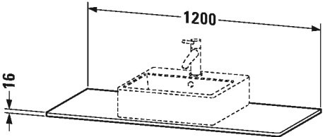XS060F04747 Консоль XSquare #XS060F 1200 x 550 мм Каменно-синий глянцевый лак Duravit - Вид №1