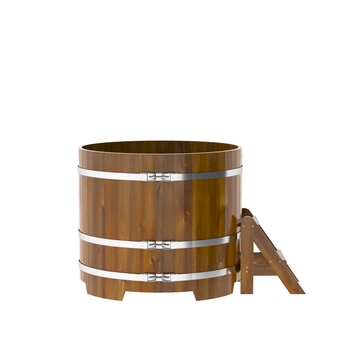 2222 Купель круглая из лиственницы Рустик d=1,17х1,0 морёная Alyarus  - Вид №3