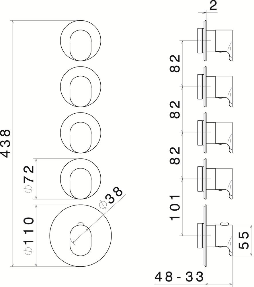newform Термостатический смеситель для душа Termostatici multiutenza 4 uscite 67631e - Вид №1