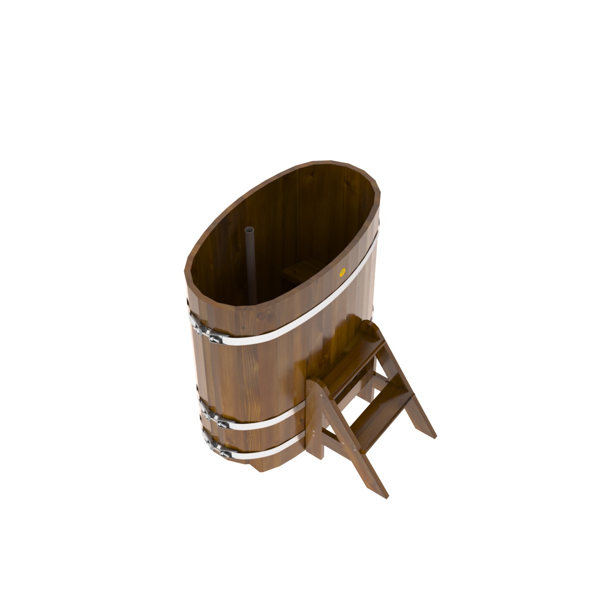 2248 Купель овальная из лиственницы Рустик 0,59х1,06х1,1 морёная Alyarus  - Вид №2