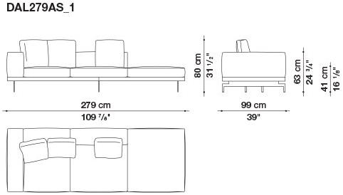 B&B Italia 3-х местный тканевый диван с шезлонгом Dock sun-id-1355318 - Вид №184