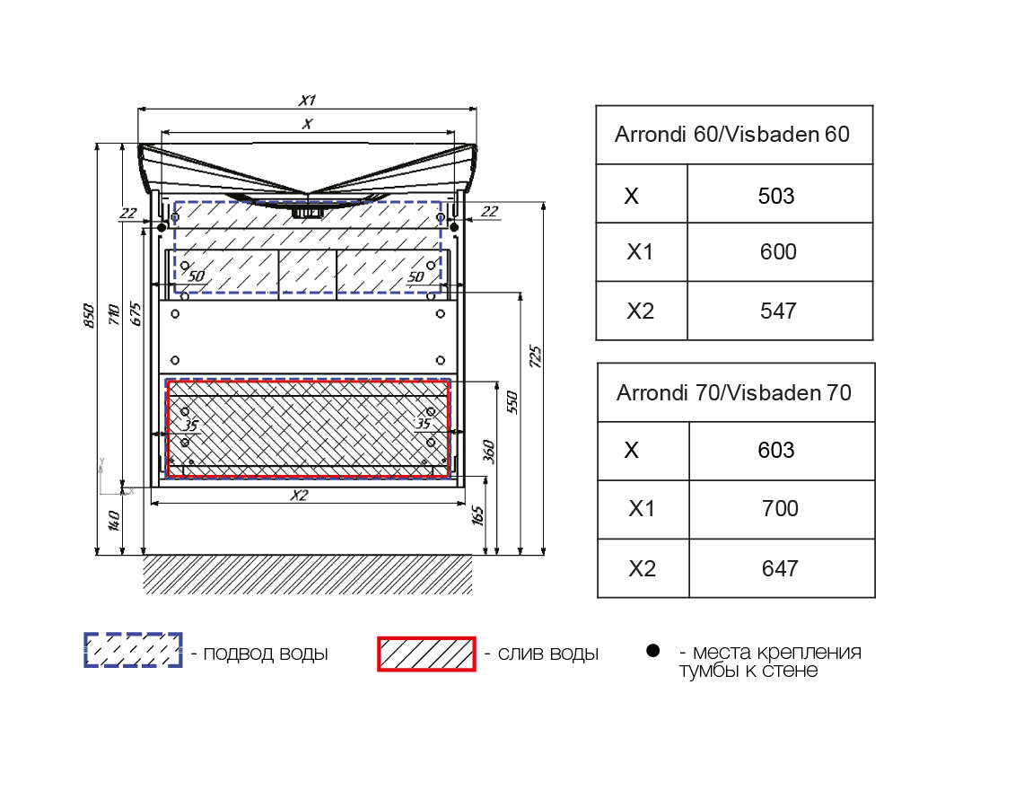 У69563 Тумба Arrondi 70П 2в.я. White 1 Marka Art - Вид №2