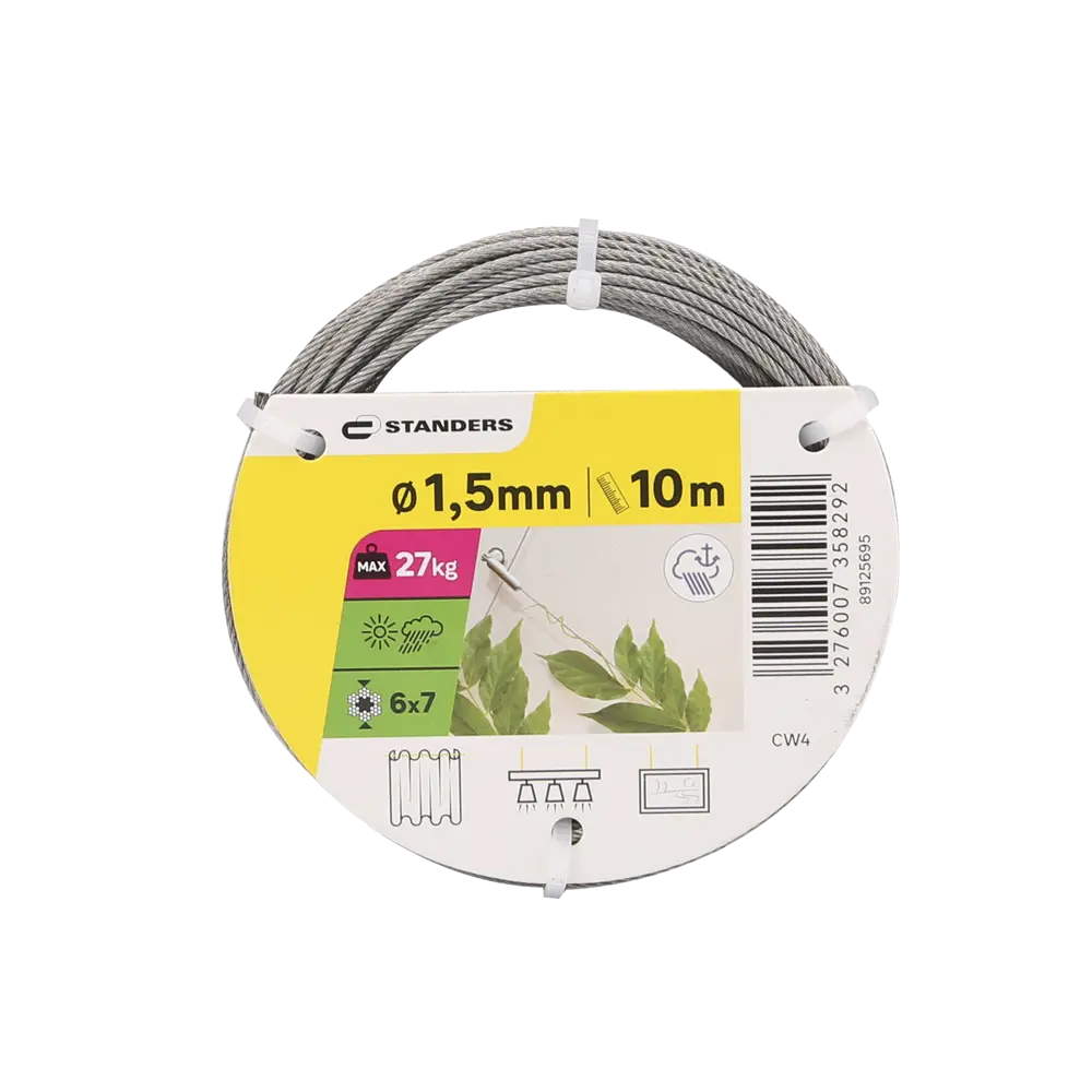 Трос Standers нержавеющая сталь А4 DIN 3055 1.5 мм цвет серебро 10 м/уп STLM-2013560 - Вид №5