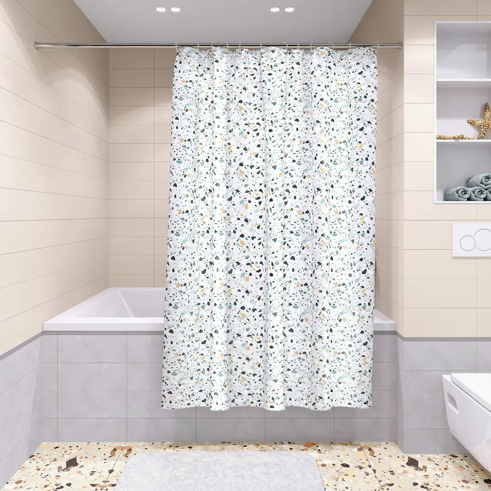 Штора для ванной LEMER Terrazzo - стильная защита от брызг 180x200 см 85200841 STLM-0059764