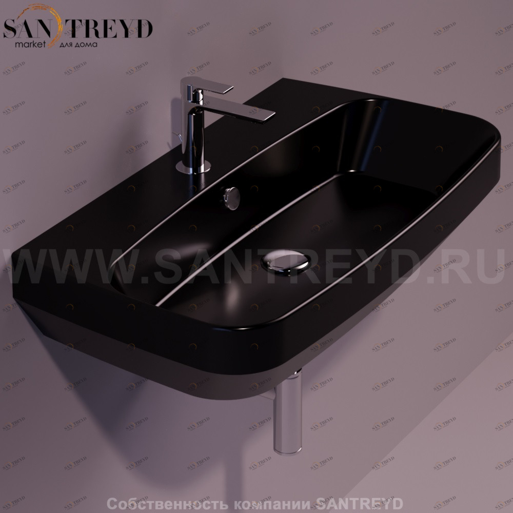 BB12NERO Подвесная раковина настенная прямоугольная Simas Baden Baden черная